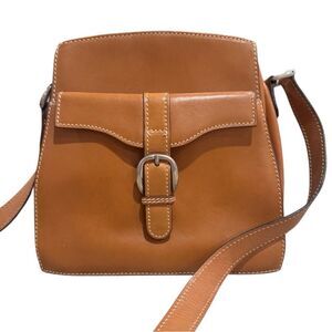 Vintage Gucci Tan Leather Structured Box Crossbody Shoulder Bag Auth